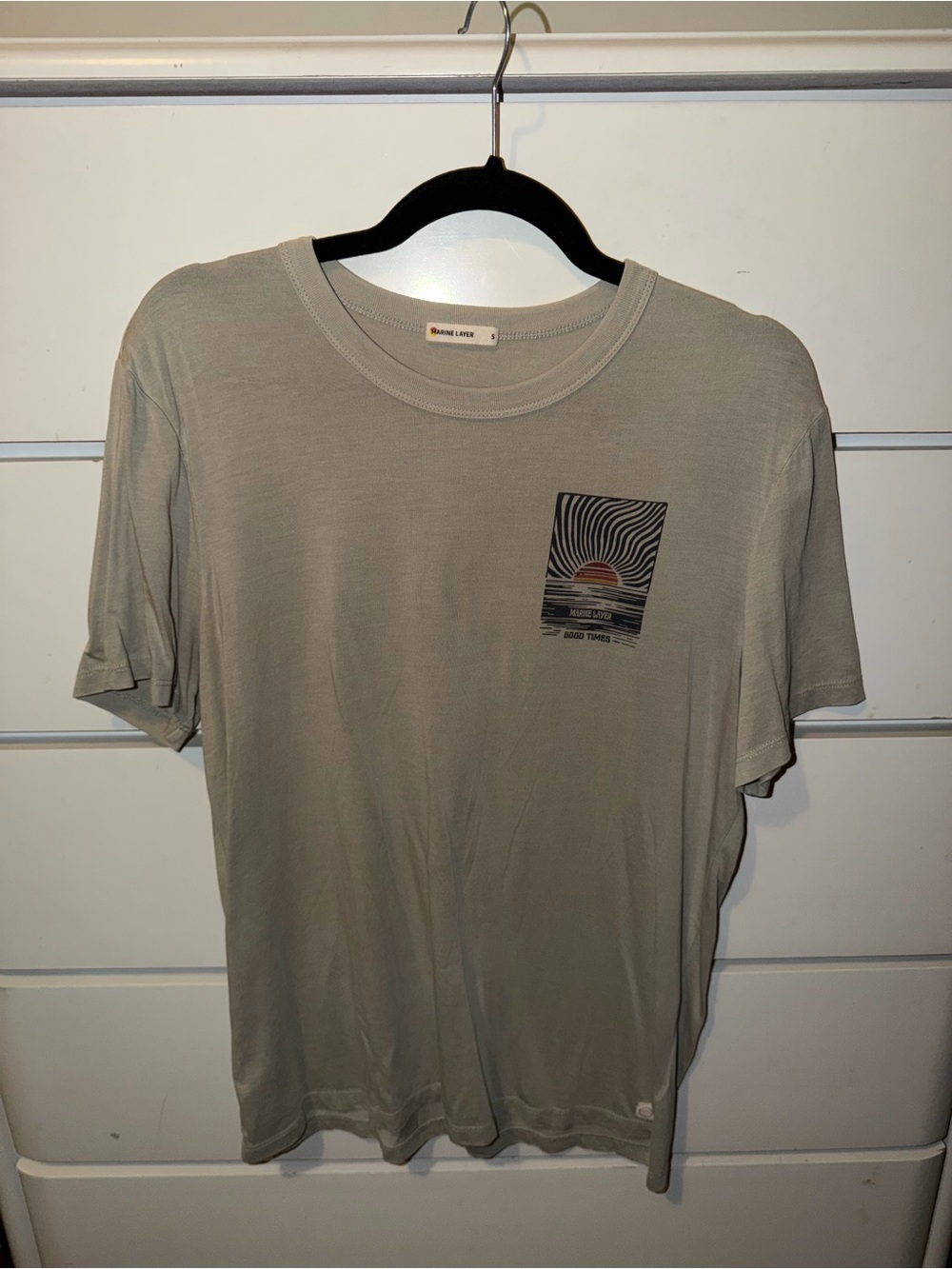 Marine Layer Sage Green Short-Sleeve Tee with Sunset Pocket Graphic